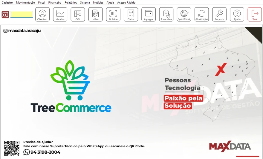 Tela do MaxManager com o cadastro de produtos que alimenta a loja virtual